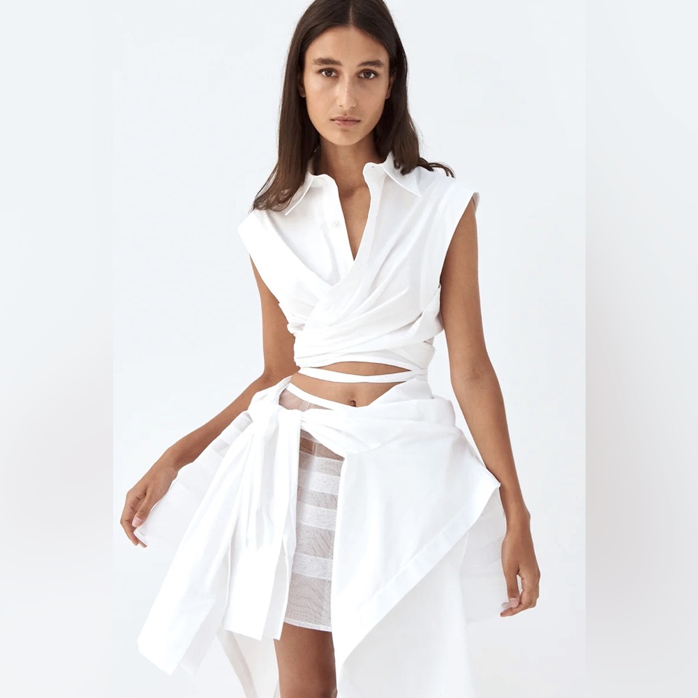 RARE Monse Sheer Crinoline Skirt with Shirting Detail